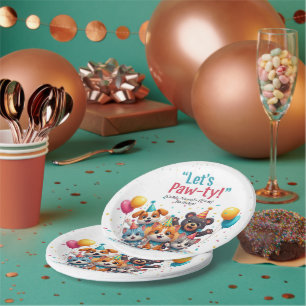 Assiettes En Carton Paw-ty ! Enfants Anniversaire Animaux amis