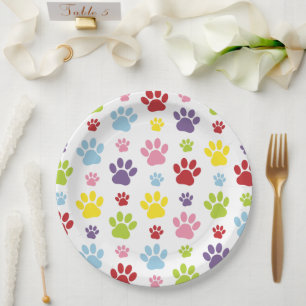 Assiettes En Carton Paws colorés, Motif Paw, Paws de chien, Empreintes