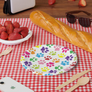 Assiettes En Carton Paws Colorés, Paws Chiens, Paws Chat
