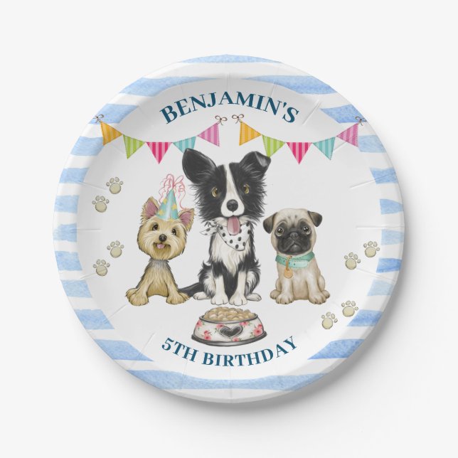 Assiettes En Carton Pawty, l'anniversaire du chien coquelicot (Devant)