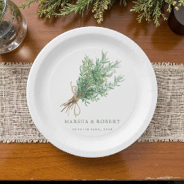 Assiettes En Carton Pays Français Rosemary Rustique Mariage botanique