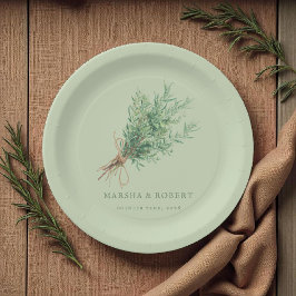 Assiettes En Carton Pays Français Rosemary Rustique Mariage botanique