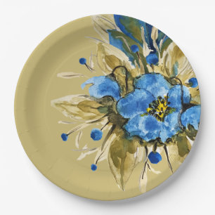 Assiettes En Carton Pays Moderne Bleu Floral