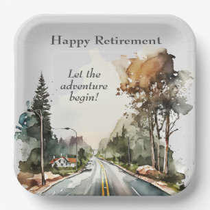Assiettes En Carton Pays Rd Happy Retraite Aquarelle Plaque Papier Aqu