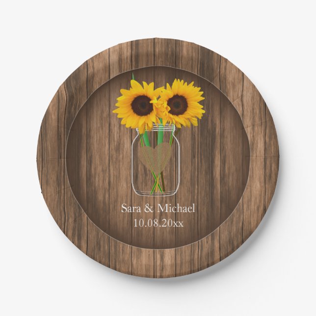 Assiettes En Carton Pays Sunflower Mason Jar (Devant)