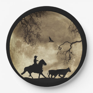 Assiettes En Carton Pays Western Cowboy et Moon