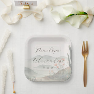Assiettes En Carton Paysage à l'aquarelle pastel serein