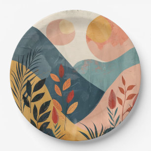 Assiettes En Carton Paysage Abstrait de Boho (8)