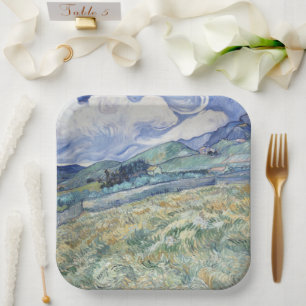 Assiettes En Carton Paysage Derrière Saint-Paul Vincent van Gogh