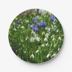 Assiettes En Carton Paysage des fleurs du début du printemps