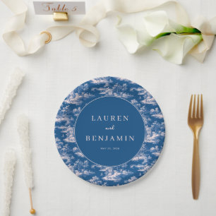 Assiettes En Carton Paysage Illustratif Navy Romantique