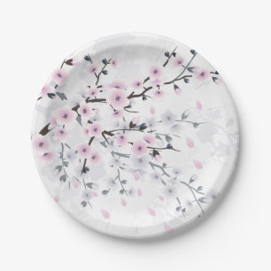 Assiettes En Carton Paysage Pastel Cherry Blossom