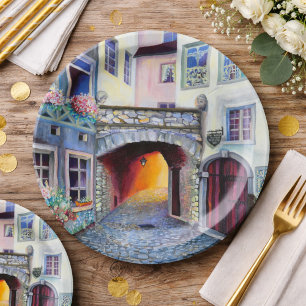 Assiettes En Carton Paysage urbain de la vieille ville de Luxembourg p