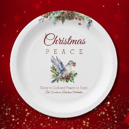 Assiettes En Carton Peace Dove Holly Christian Christmas