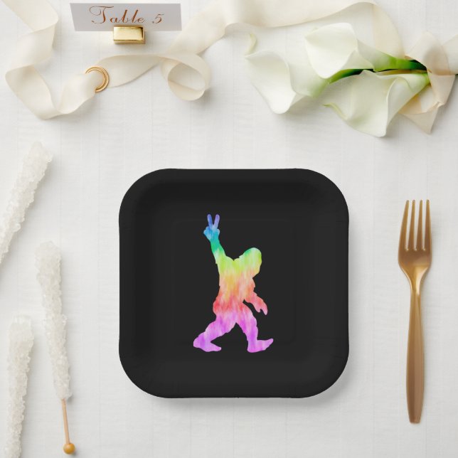 Assiettes En Carton Peace Love Bigfoot (Mariage)