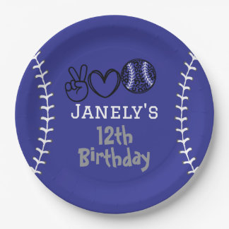 Assiettes En Carton Peace Love Softball Anniversaire