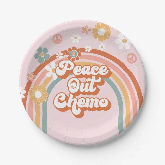 Assiettes En Carton Peace Out Chemi Hippie Rainbow (Devant)