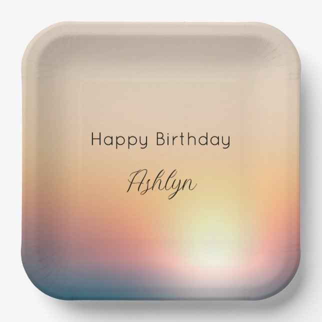 Assiettes En Carton Peach Blue Purple Sunrise Anniversaire (Recto)