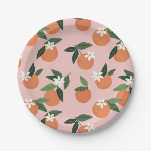Assiettes En Carton Peach Orange Juice Motif