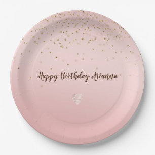 Assiettes En Carton Peach Pink Blush Gold Glitz Confetti Coeur étincel