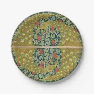 Assiettes En Carton Peacock Art Nouveau Style rond design complexe