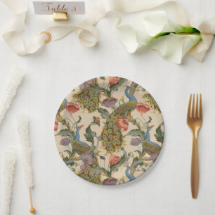 Assiettes En Carton Peacock Motif vintage Art coloré