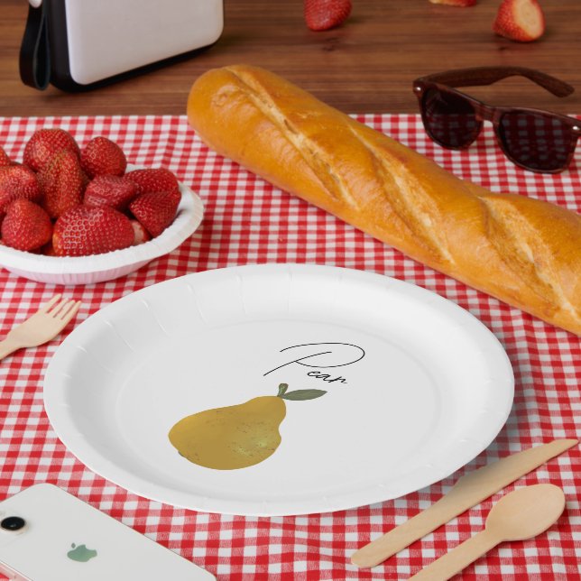 Assiettes En Carton Pear Fruit Illustration  (Pique-nique)