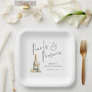 Assiettes En Carton Pearles de script moderne et Fête des mariées de p