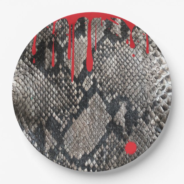 Assiettes En Carton Peau de serpent Python d'Halloween - Gory Bloody E (Devant)