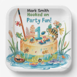 Assiettes En Carton Pêche 1er Anniversaire Fête avec Cake Design