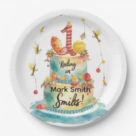 Assiettes En Carton Pêche 1er Anniversaire Fête avec Cake Design