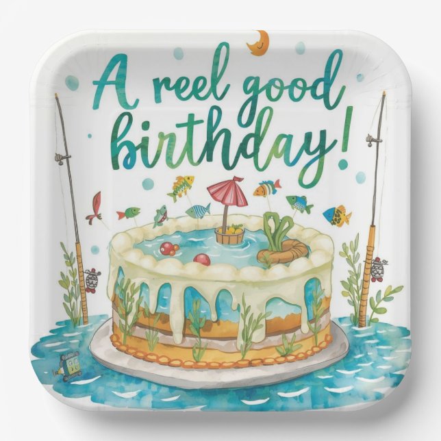 Assiettes En Carton Pêche Anniversaire Pêcheurs Pêcheurs fête (Recto)