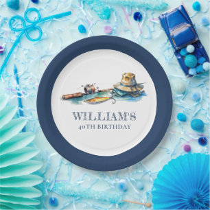 Assiettes En Carton Pêche Anniversaire Personnalisé