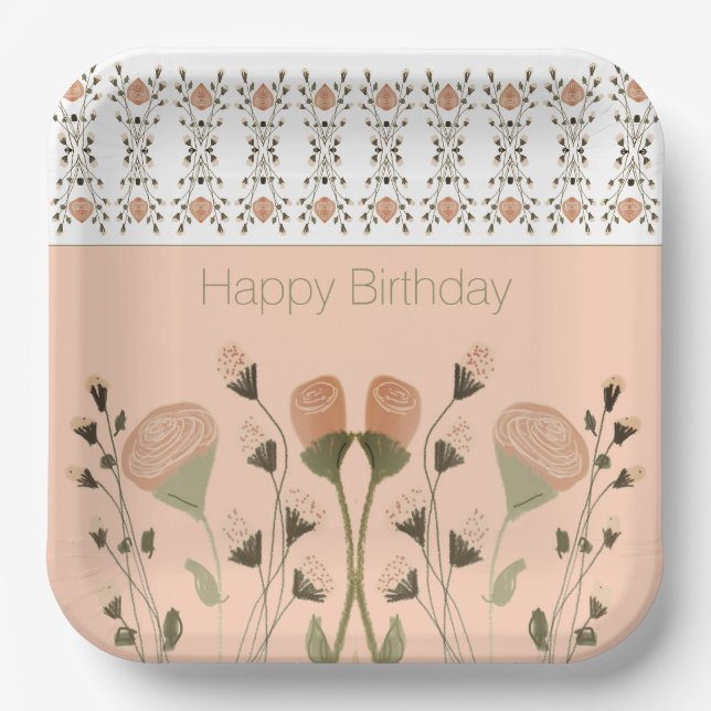 Assiettes En Carton Pêche Et Carré Vert (Recto)