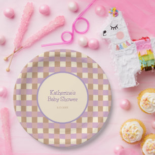 Assiettes En Carton Pêche poussiéreuse et lavande 