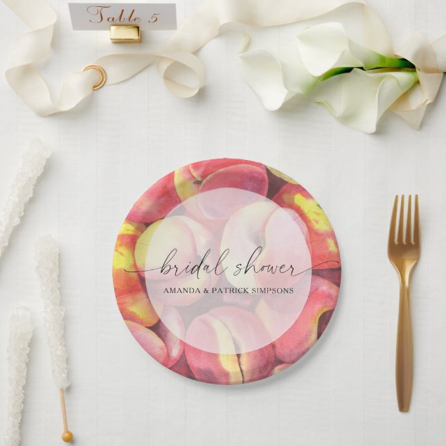 Assiettes En Carton Pêches - Douche nuptiale (Mariage)