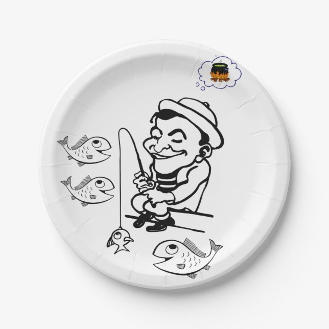 Assiettes En Carton Pêcheur des plaques de papier (Devant)