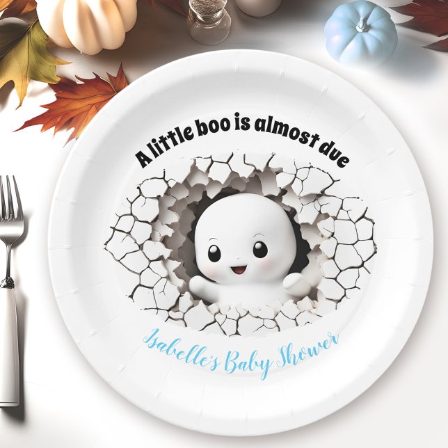 Assiettes En Carton Peeeking Little Boo Blue Baby shower Plaques de pa (Peeking Little Boo Blue Baby Shower Paper Plates)