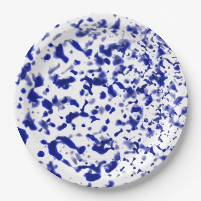 Assiettes En Carton Peindre en bleu (Devant)
