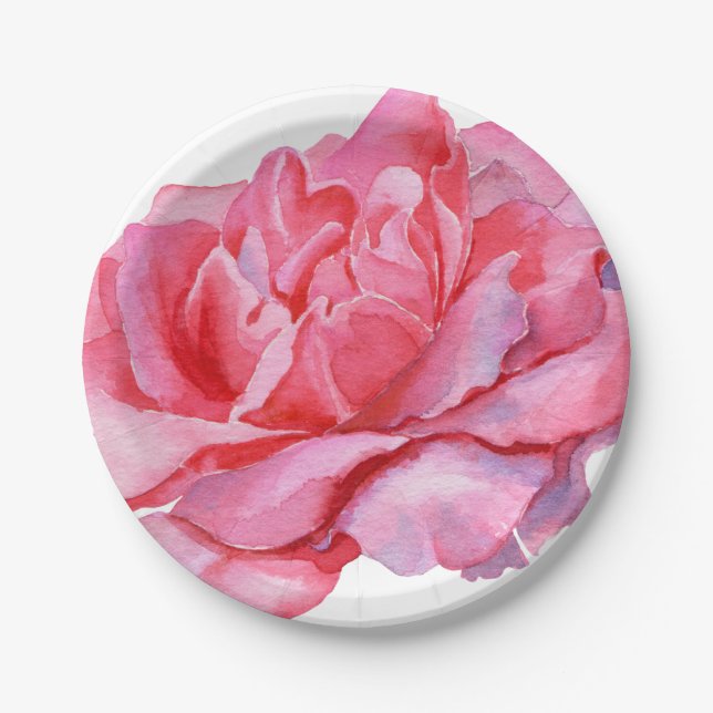Assiettes En Carton Peine rose illustrée à la main (Devant)