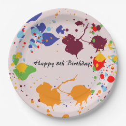 Assiettes En Carton Peinture 8e anniversaire fête des éclaboussures co