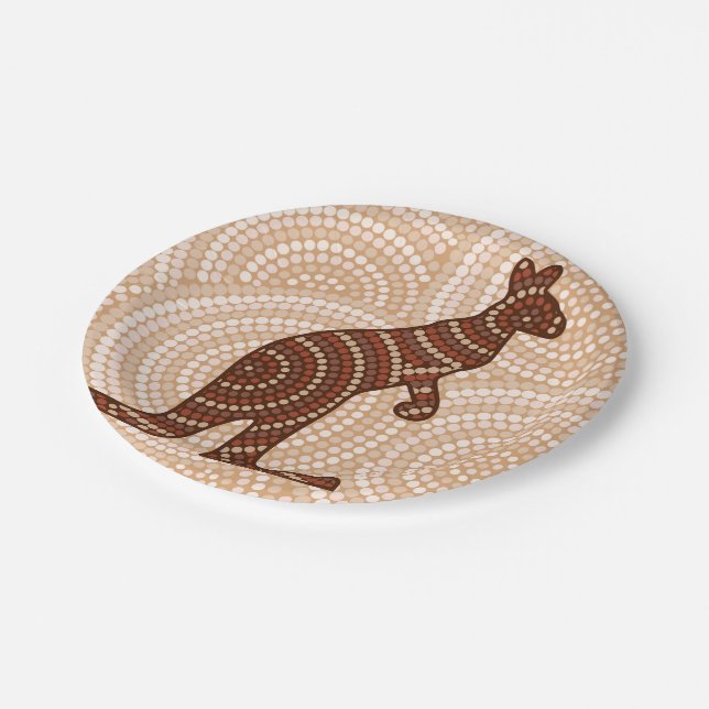 Assiettes En Carton Peinture à points de kangourou autochtone (Angle)