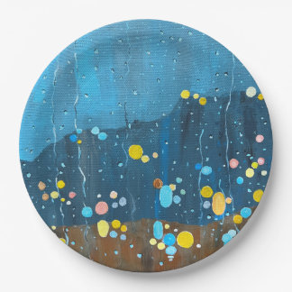 Assiettes En Carton Peinture Abstraite de pluie