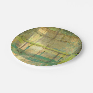 Assiettes En Carton Peinture Abstraite dorée turquoise et verte
