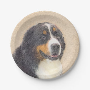 Assiettes En Carton Peinture bernoise de chien de montagne - Art origi
