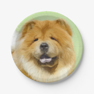 Assiettes En Carton Peinture Chow Chow - Joli art original chien