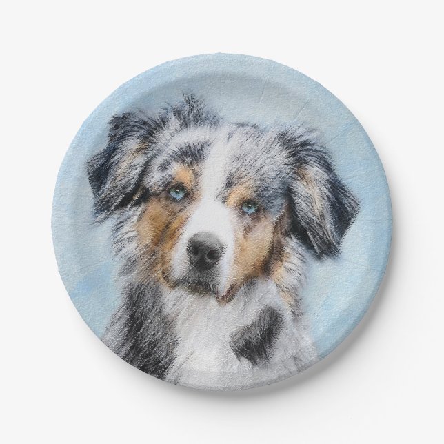 Assiettes En Carton Peinture de berger américaine miniature - Chien Ar (Devant)