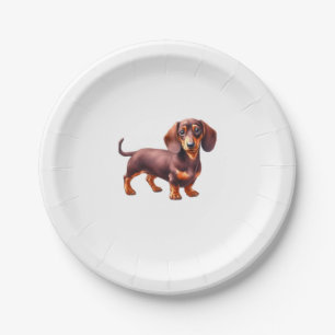 Assiettes En Carton Peinture de Dachshund - Peinture d'aquarelle de ch