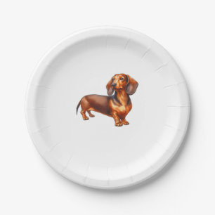 Assiettes En Carton Peinture de Dachshund - Peinture d'aquarelle de ch
