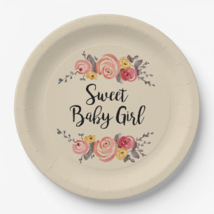 Assiettes En Carton Peinture de fleurs de bébé doux